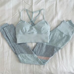 ALO Yoga Light Blue Seamless Strappy Sports Bra